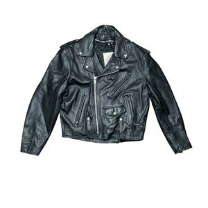 UNITY Leather Motorcycle Jacket Men Size 40 Black Asymmetrical Biker Greaser